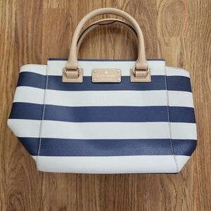 Kate Spade Camryn Wellesley Handbag Blue and White Stripes